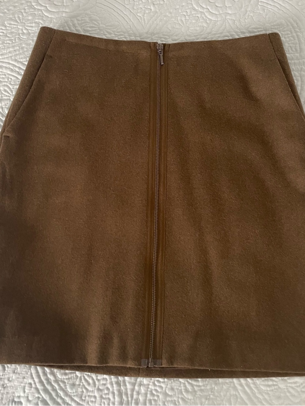 Lord & Taylor Brown Front-Zip Mini Skirt